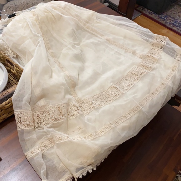 Vintage Prairie Wedding Dress Lace Cyreld Paris Parisian Handmade 40's-60's - Picture 15 of 17